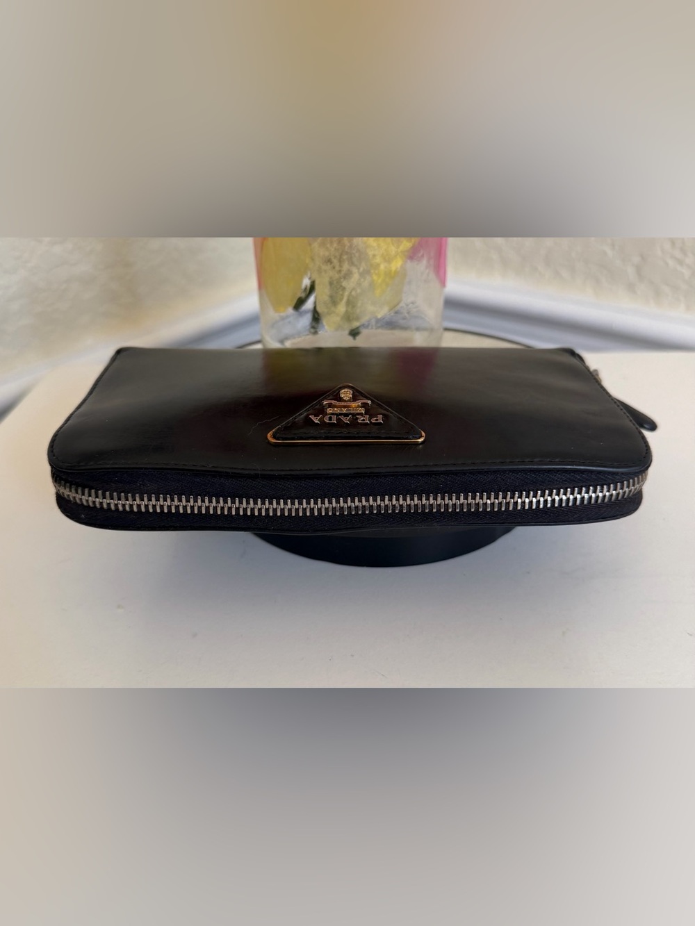 🥂HP🥂 Prada Black Zip Around Leather Wallet - Picture 7 of 14